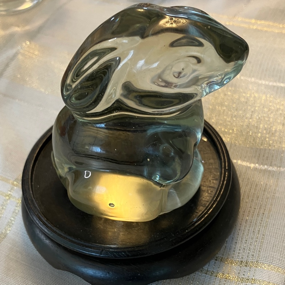 Vintage CLEAR GRAY SMOKEY COLOR Glass Rabbit Figurine (BOWL NOT INCLUDED) - Picture 3 of 13